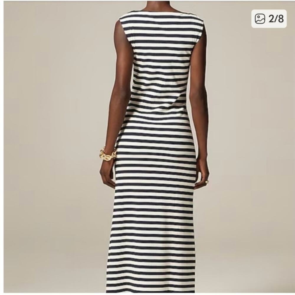 J. Crew Knit Boatneck Midi Maxi Dress Striped Ribbed Medium Nautical Preppy NEW - Picture 11 of 11